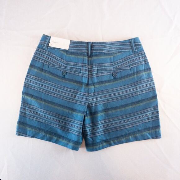 LOFT Striped Blue Green White Mini Shorts Womens Size 2 - Picture 6 of 12